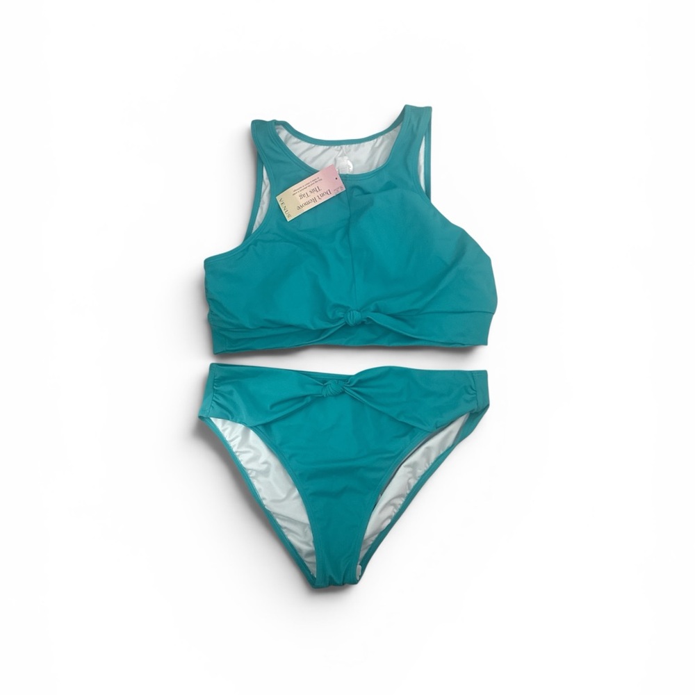 Women’s Venus Teal Two-Piece Swim Set - Knot Front Top & Briefs
